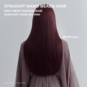 20" Nano Beads Hair Extensions 50g Burgundy Wine Red #99J